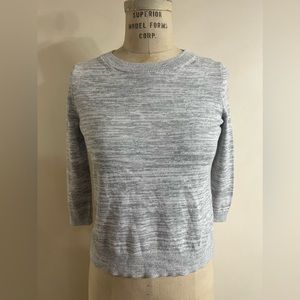 GAP Eyelet Lace Back Gray Three Quarter Sleeve Heathered Sweater Size XS